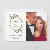 Weihnachts-Gilded-Grün auf Weiß | FOTO Save The Date (Vorderseite)