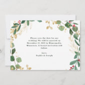 Weihnachts-Gilded-Grün auf Weiß | FOTO Save The Date (Rückseite)