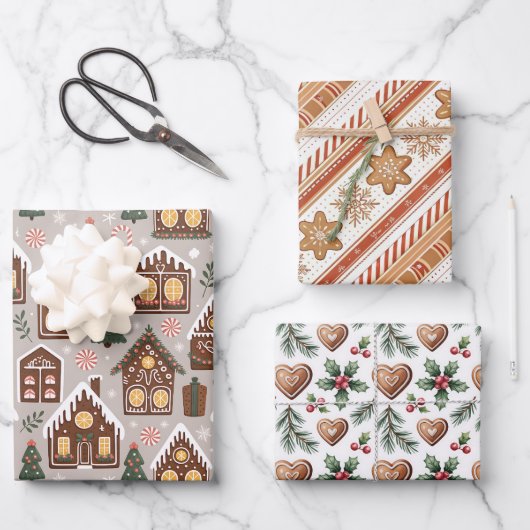 Weihnachts-Ginger-Bread-Kekse Geschenkpapier Set (Vorderseite)