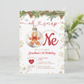Weihnachts-Gingerbread 1. Geburtstags-Cookie-Party Einladung (Stehend Vorderseite)