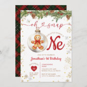 Weihnachts-Gingerbread 1. Geburtstags-Cookie-Party Einladung (Vorne/Hinten)