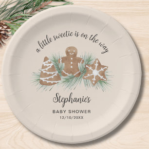 Weihnachts-Gingerbread-Baby-Shower Pappteller