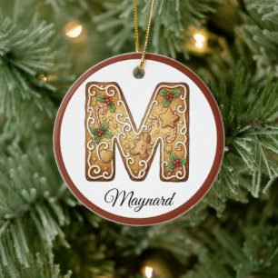 Weihnachts-Gingerbread-Buchstabe M Monogramm indiv Keramik Ornament