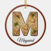 Weihnachts-Gingerbread-Buchstabe M Monogramm indiv Keramik Ornament (Vorne)