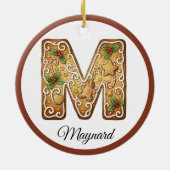 Weihnachts-Gingerbread-Buchstabe M Monogramm indiv Keramik Ornament (Hinten)