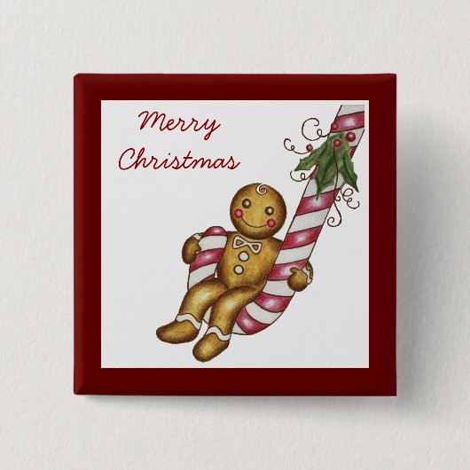 Weihnachts-Gingerbread-Button Button (Vorderseite)