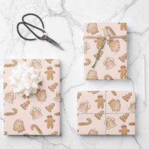 Weihnachts-Gingerbread Candy Canes Mann Haus Baum Geschenkpapier Set