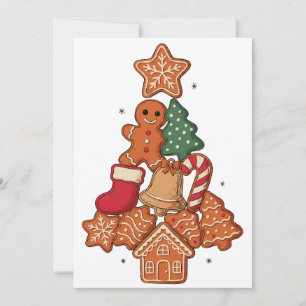 Weihnachts-Gingerbread-Cookie-Baum-Stern-Glocke-Xm Einladung