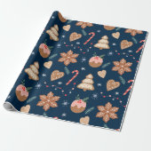 Weihnachts-Gingerbread-Cookie-Marine-Nahtlosmuster Geschenkpapier (Ungerollt)