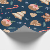 Weihnachts-Gingerbread-Cookie-Marine-Nahtlosmuster Geschenkpapier (Ecke)