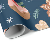 Weihnachts-Gingerbread-Cookie-Marine-Nahtlosmuster Geschenkpapier (Rolleneckpunkt)