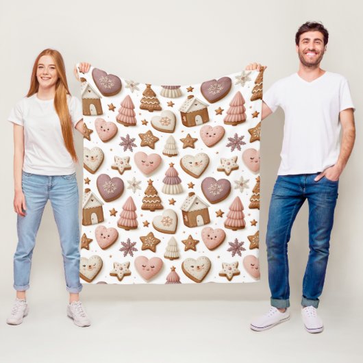 Weihnachts-Gingerbread-Cookie-Muster Fleecedecke (Beispiel)