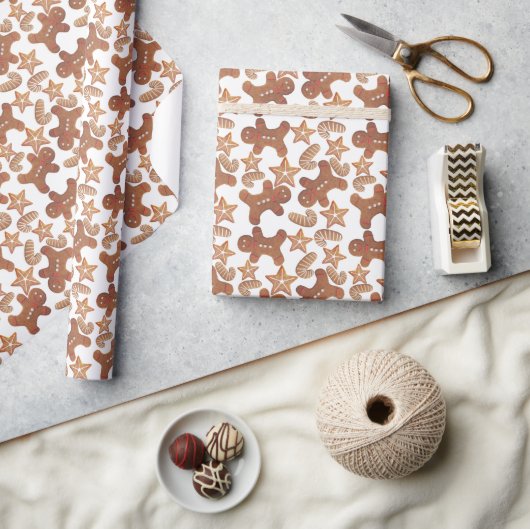 Weihnachts-Gingerbread-Cookie-Muster Geschenkpapier (Kunsthandwerk)