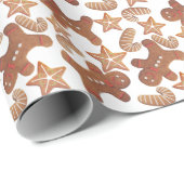 Weihnachts-Gingerbread-Cookie-Muster Geschenkpapier (Rolleneckpunkt)