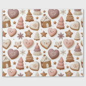 Weihnachts-Gingerbread-Cookie-Muster Geschenkpapier (Flach)
