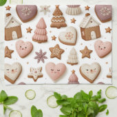 Weihnachts-Gingerbread-Cookie-Muster Geschirrtuch (Gefaltet)