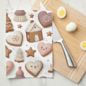 Weihnachts-Gingerbread-Cookie-Muster Geschirrtuch (Viertel Falte)