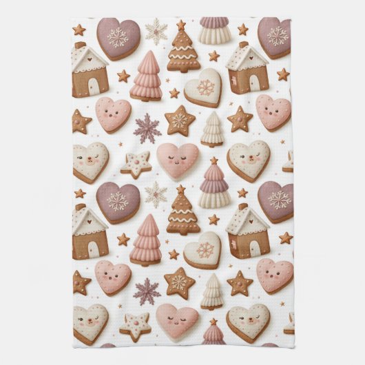 Weihnachts-Gingerbread-Cookie-Muster Geschirrtuch (Vertikal)
