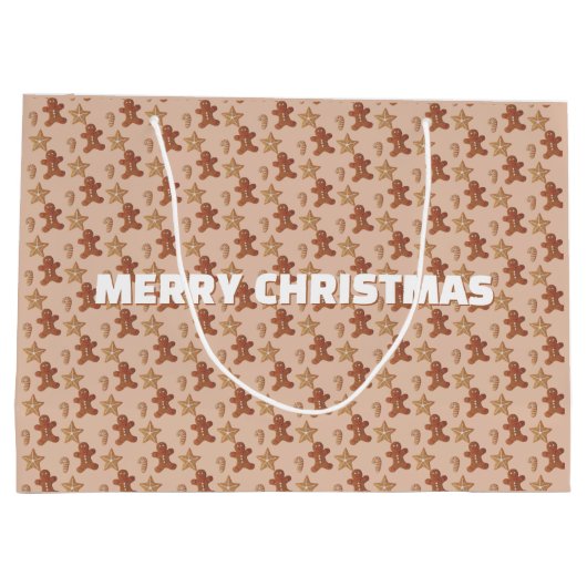 Weihnachts-Gingerbread-Cookie-Muster Große Geschenktüte (Rückseite)