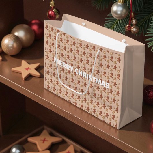 Weihnachts-Gingerbread-Cookie-Muster Große Geschenktüte