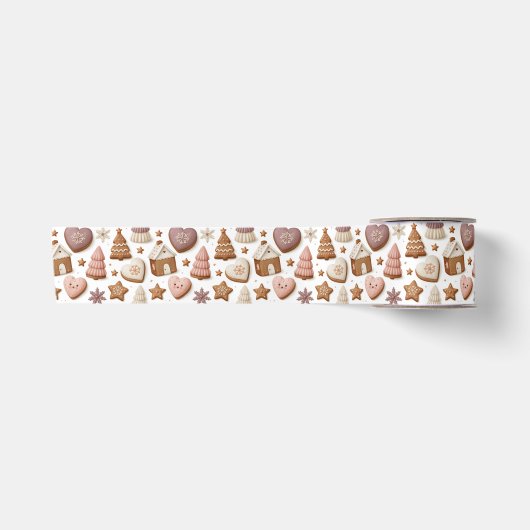 Weihnachts-Gingerbread-Cookie-Muster Satinband (Vorderseite)