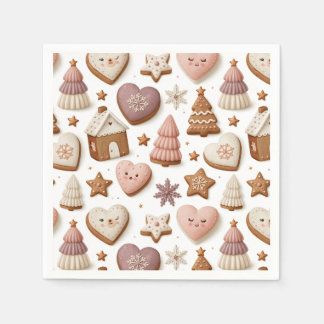 Weihnachts-Gingerbread-Cookie-Muster Serviette