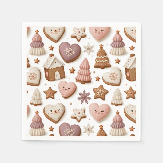 Weihnachts-Gingerbread-Cookie-Muster Serviette (Vorderseite)