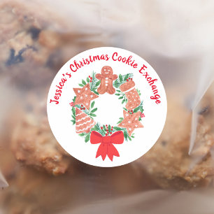 Weihnachts-Gingerbread-Cookie-Tausch Runder Aufkleber
