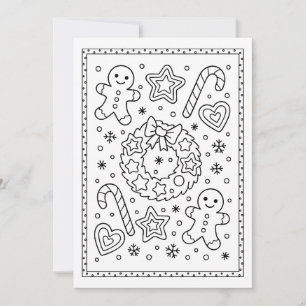 Weihnachts-Gingerbread-Cookies-Färb-Flat-Note Feiertagskarte
