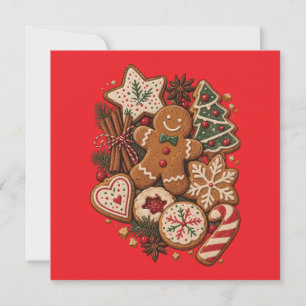 Weihnachts-Gingerbread-Cookies & Feiertage Feiertagskarte