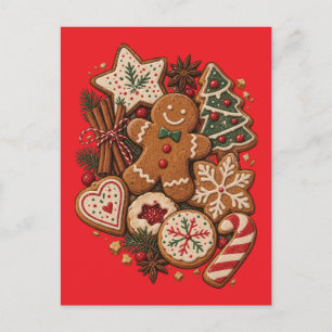 Weihnachts-Gingerbread-Cookies & Feiertage Postkarte