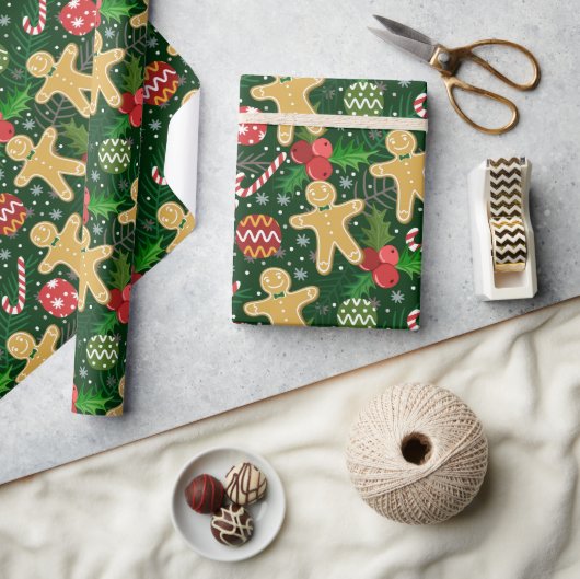 Weihnachts-Gingerbread-Cookies Geschenkpapier (Kunsthandwerk)