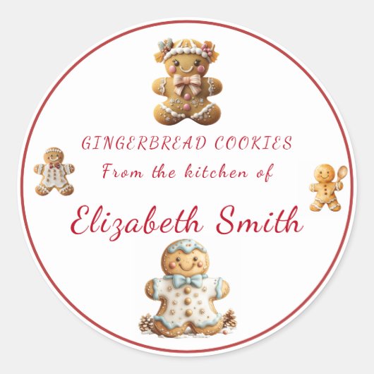 Weihnachts-Gingerbread-Cookies Runder Aufkleber (Vorderseite)