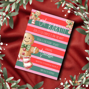 Weihnachts-Gingerbread-Cookies-Streifen-Baby-Party Einladung
