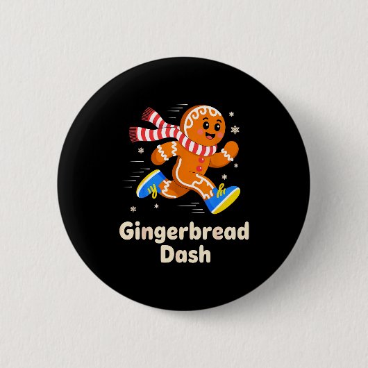 Weihnachts-Gingerbread-Dash-Läufer Xmas Mar Button (Vorderseite)