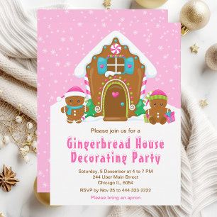 Weihnachts-Gingerbread-Dekorationsparty in Hellros Einladung