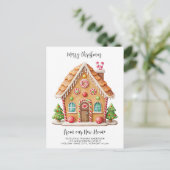 Weihnachts-Gingerbread Haus Neue Adresse ändern Ankündigungspostkarte (Stehend Vorderseite)