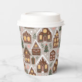 Weihnachts-Gingerbread-Häuser Feiertagsmuster Pappbecher (Vorderseite)
