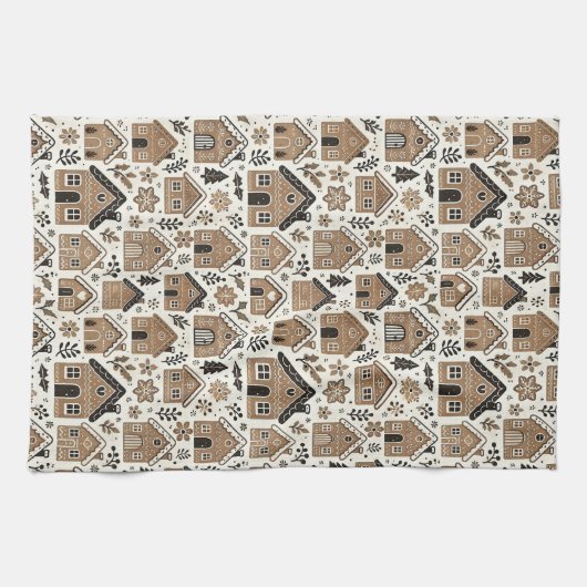 Weihnachts-Gingerbread-Häuser Geschirrtuch (Horizontal)