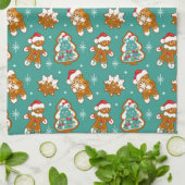 Weihnachts-Gingerbread-Kekse Geschirrtuch (Gefaltet)