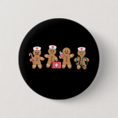 Weihnachts Gingerbread Krankenwagen Team Crew Gesc Button (Vorderseite)