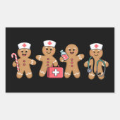 Weihnachts Gingerbread Krankenwagen Team Crew Gesc Rechteckiger Aufkleber (Vorderseite)