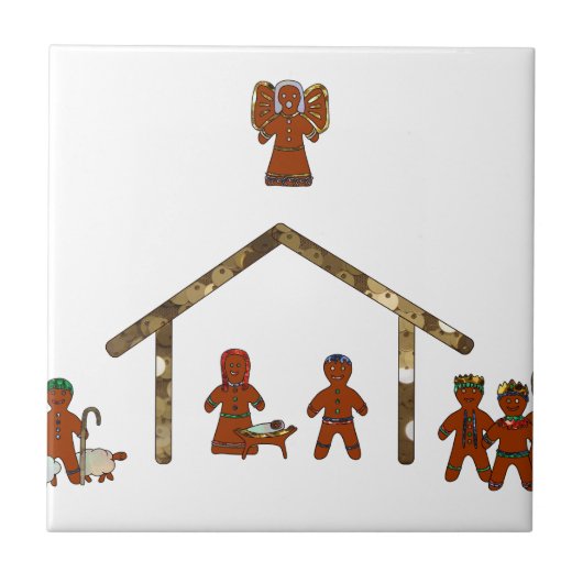 weihnachts-gingerbread-krippe fliese (Vorderseite)