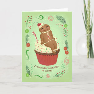Weihnachts-Gingerbread Man BIRTHDAY Card Feiertagskarte