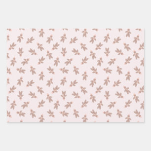 Weihnachts-Gingerbread Man rosa Geschenkpapier Set