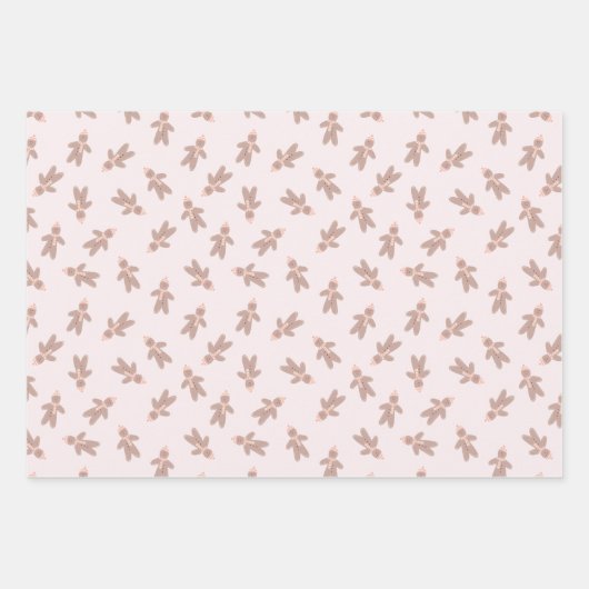 Weihnachts-Gingerbread Man rosa Geschenkpapier Set (Vorderseite)