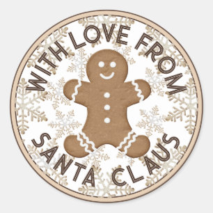 Weihnachts-Gingerbread-Mann mit Eis-Schneeflocken Runder Aufkleber
