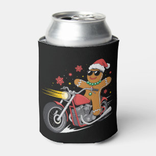 Weihnachts-Gingerbread-Mann-Motorrad-Biker-Santa Dosenkühler