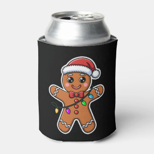 Weihnachts-Gingerbread-Mann-Santa-Hut-Lichter Xmas Dosenkühler