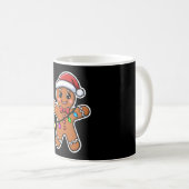 Weihnachts-Gingerbread-Mann-Santa-Hut-Lichter Xmas Kaffeetasse (VorderseiteRechts)